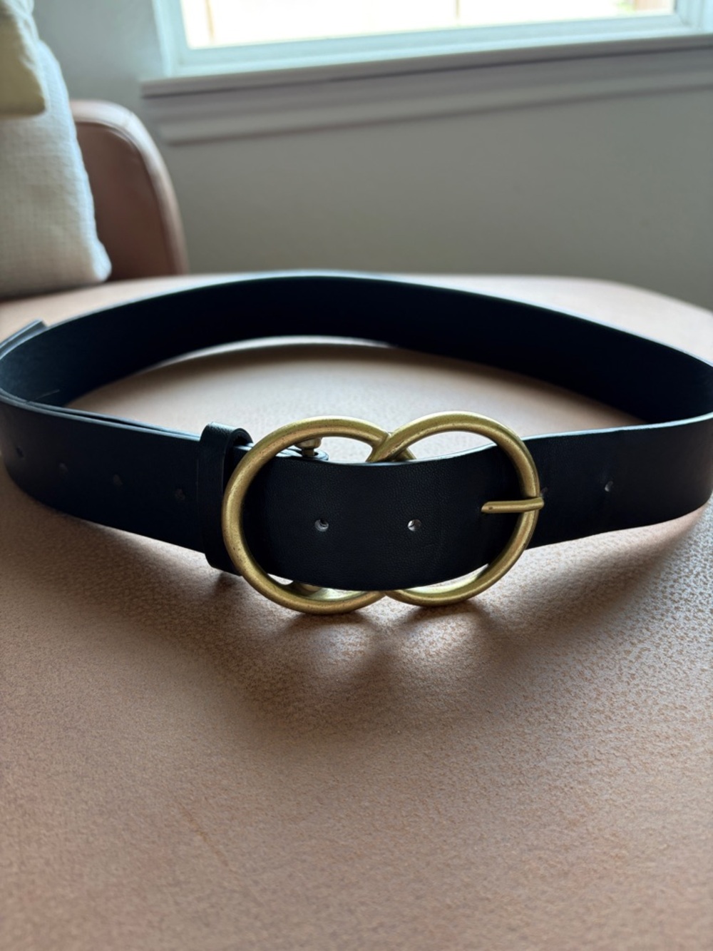Black Belt with Double Ring Gold Buckle